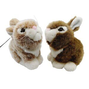 Emrad Creations Brown Bunny Rabbit Plush 7" Realistic Sitting Lot Of 2 Stuffed